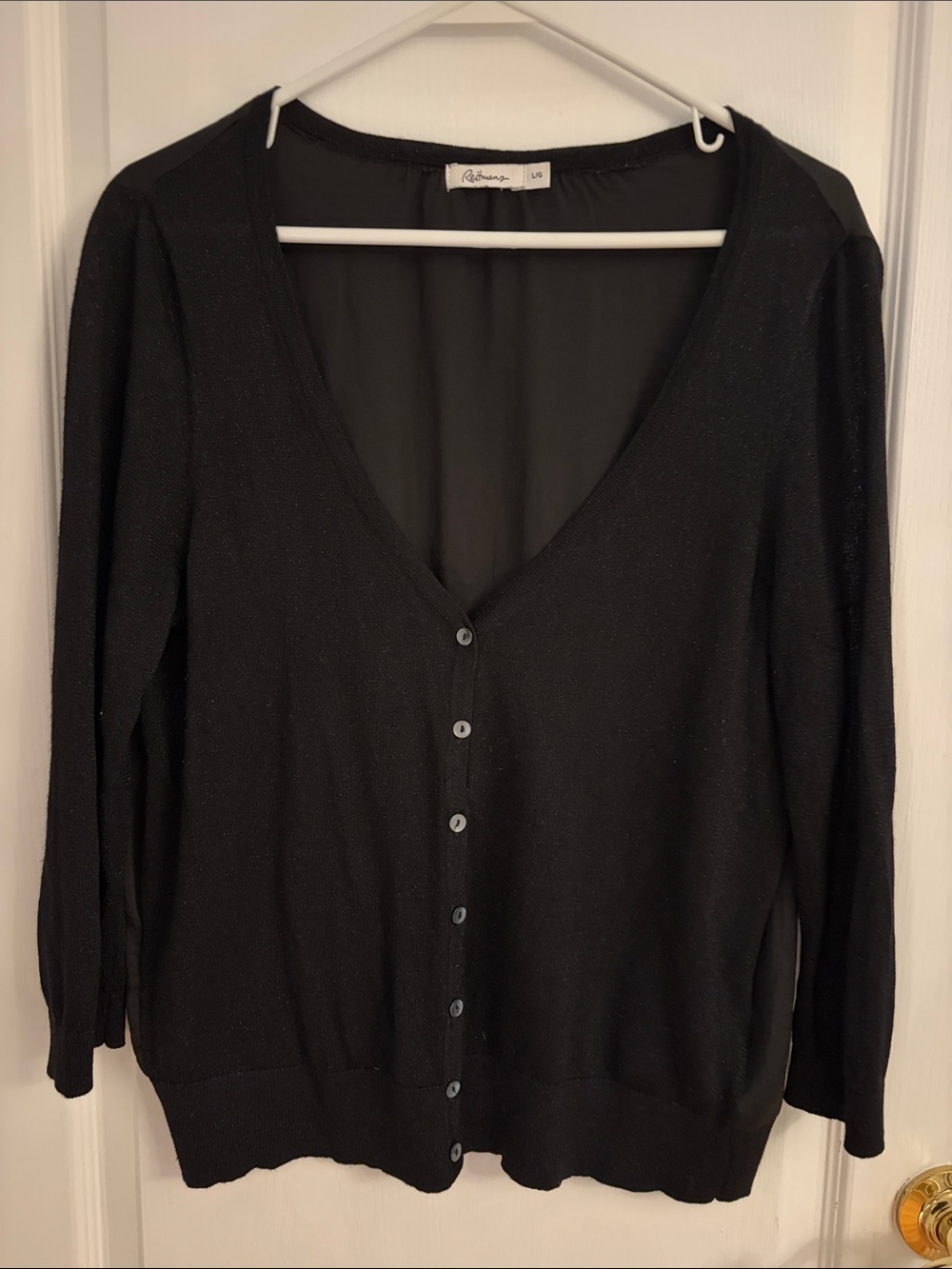 Reitmans Black V-Neck Button-Front Cardigan